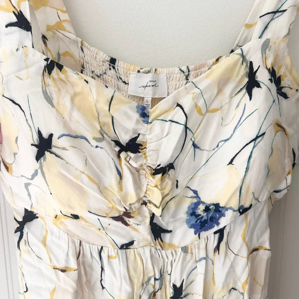 Soma Women’s Size Large Blue and Yellow  Floral Pockets Sundress - Picture 2 of 8